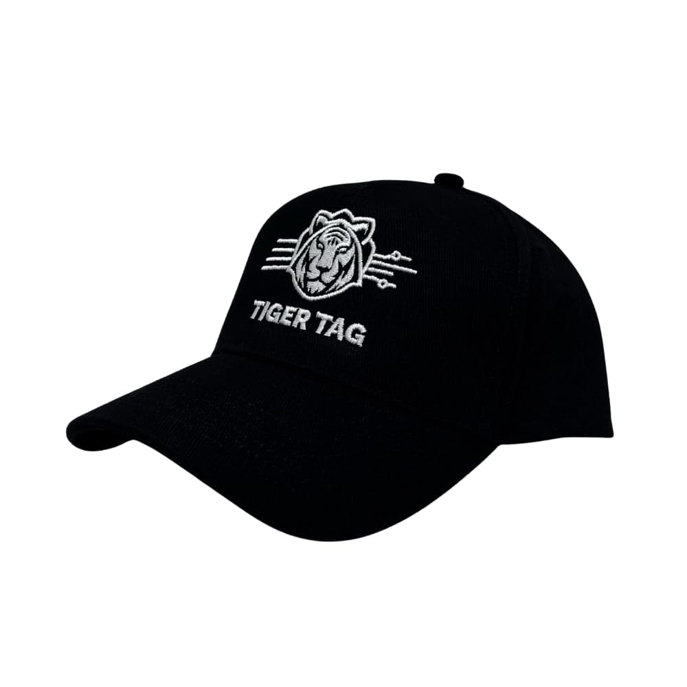 The official TigerTag cap, black with the embroidered tiger