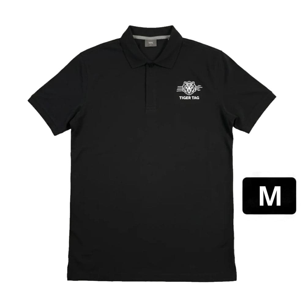 The TigerTag short-sleeve polo, black with the embroidered tiger